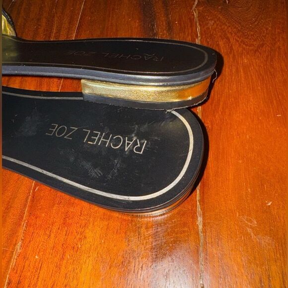 Rachael Zoe  tongs slides woven black and gold  with toe hold - Picture 6 of 10